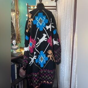 Vintage 1989 Hand Knit Aztec Colter Bay International Wool Cardigan